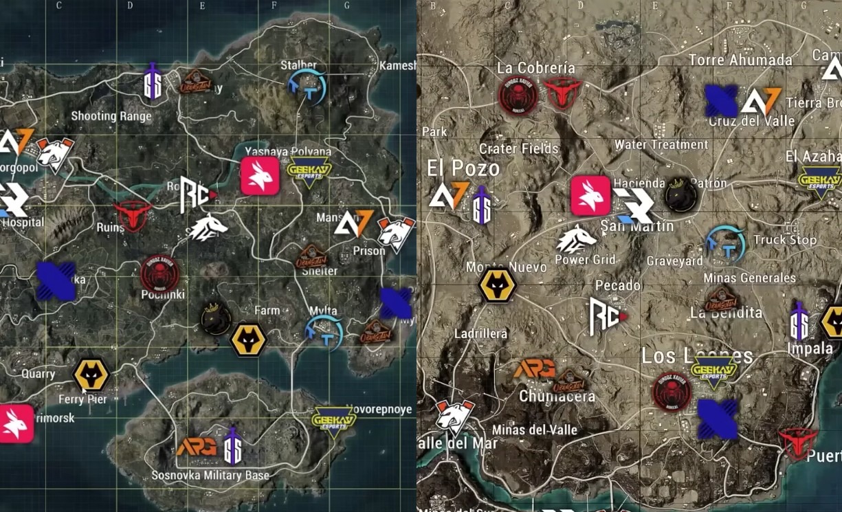 PMGC 2025 drop locations of each team